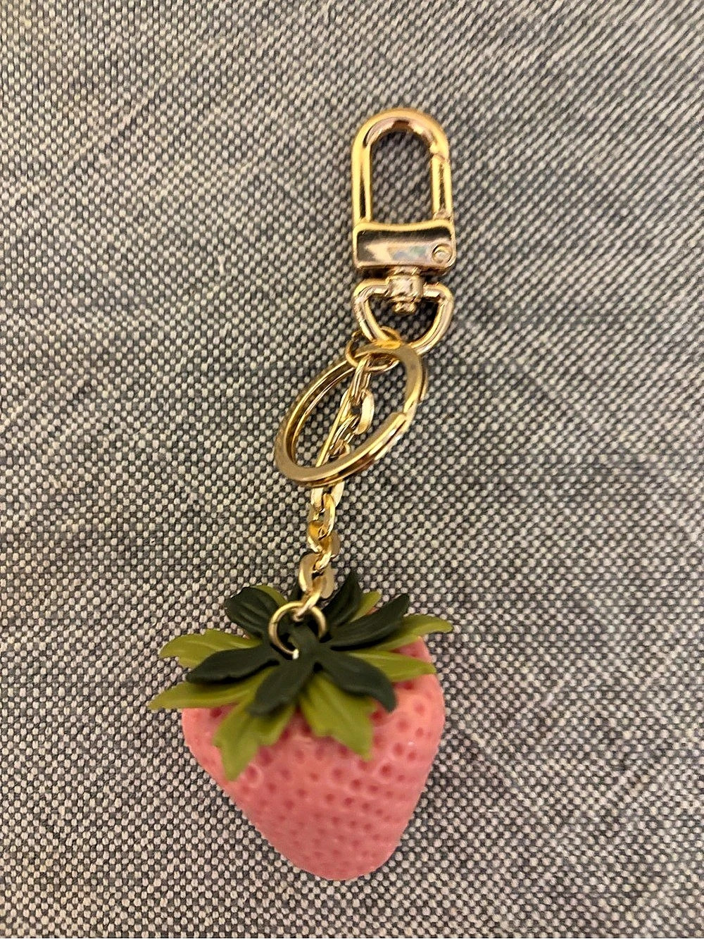 Strawberry Charm Keychain in Pink & Green